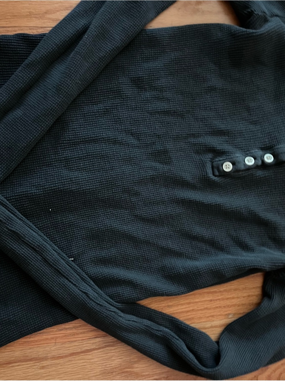 Brandy Melville Black Long Sleeve Ribbed Henley Tee